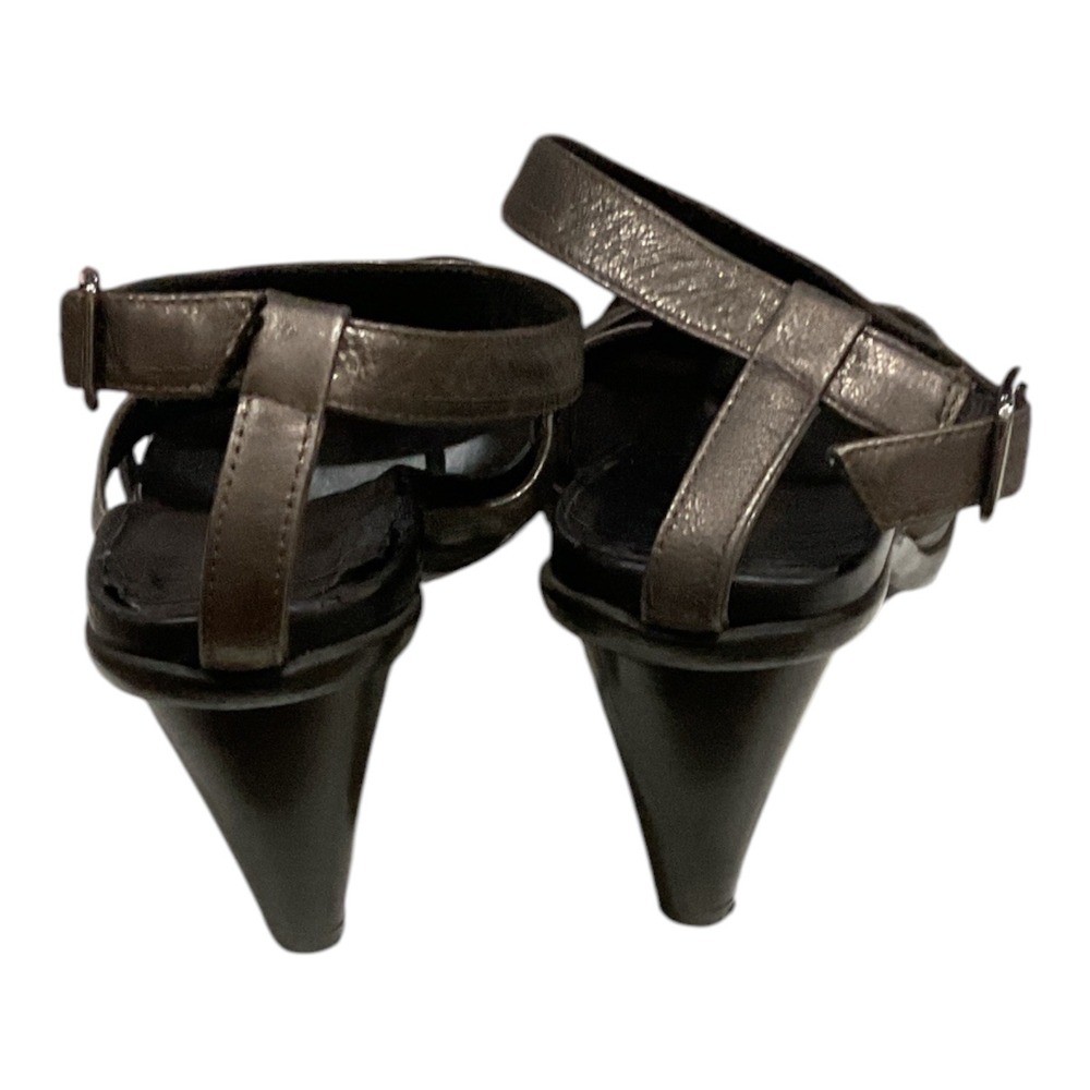Donald J Pliner Metallic Bronze Leather Strappy Kitten Heel Sandals italy Sz 7.5 - Picture 4 of 4